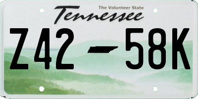 TN license plate Z4258K