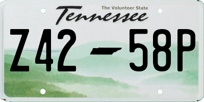 TN license plate Z4258P