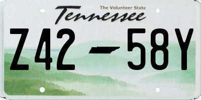 TN license plate Z4258Y