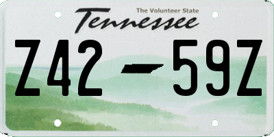 TN license plate Z4259Z