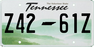 TN license plate Z4261Z