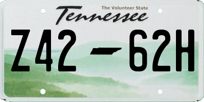TN license plate Z4262H