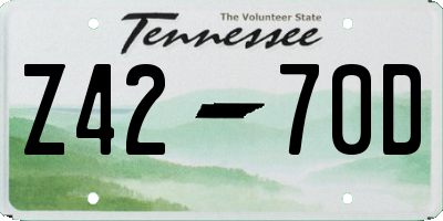 TN license plate Z4270D
