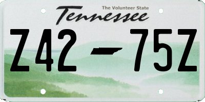 TN license plate Z4275Z