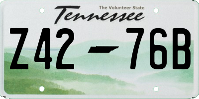 TN license plate Z4276B
