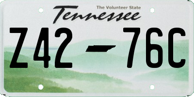 TN license plate Z4276C