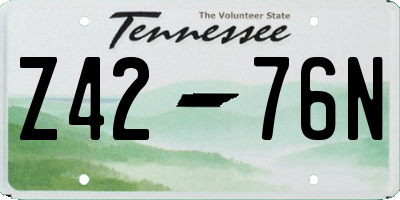 TN license plate Z4276N
