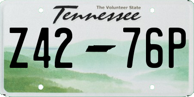 TN license plate Z4276P