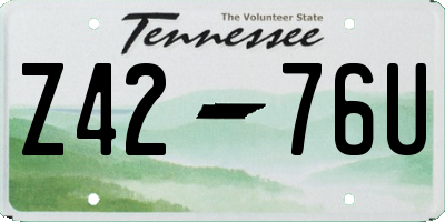 TN license plate Z4276U