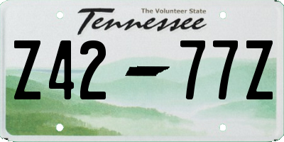 TN license plate Z4277Z