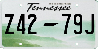 TN license plate Z4279J