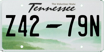 TN license plate Z4279N