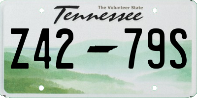 TN license plate Z4279S