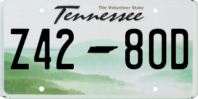 TN license plate Z4280D