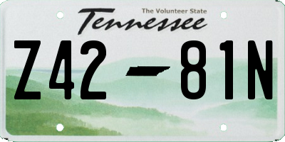 TN license plate Z4281N