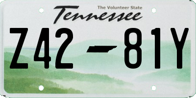 TN license plate Z4281Y