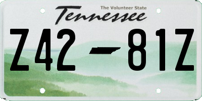 TN license plate Z4281Z