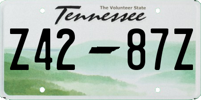 TN license plate Z4287Z