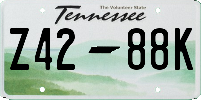 TN license plate Z4288K
