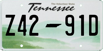TN license plate Z4291D