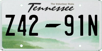 TN license plate Z4291N