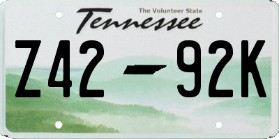 TN license plate Z4292K