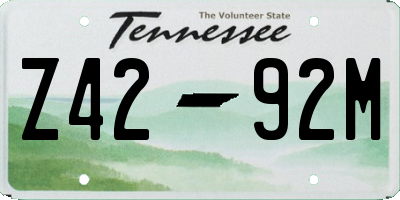 TN license plate Z4292M