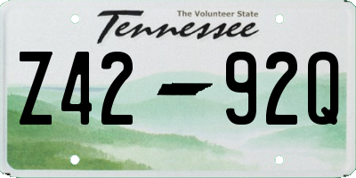TN license plate Z4292Q
