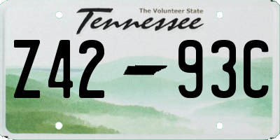 TN license plate Z4293C