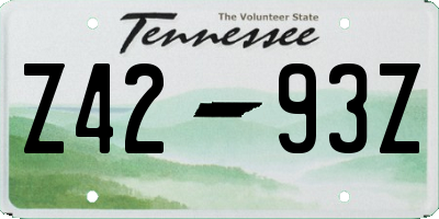 TN license plate Z4293Z