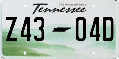 TN license plate Z4304D