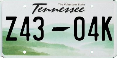 TN license plate Z4304K
