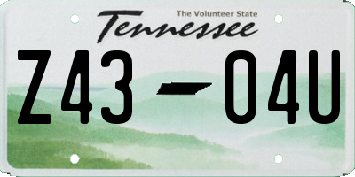 TN license plate Z4304U