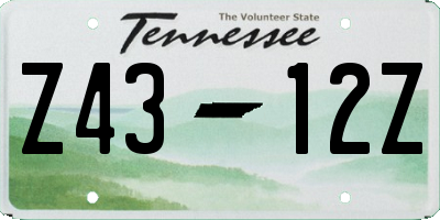 TN license plate Z4312Z