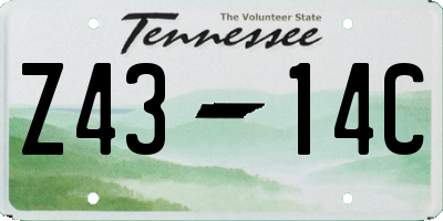 TN license plate Z4314C