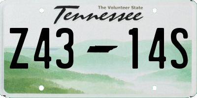 TN license plate Z4314S