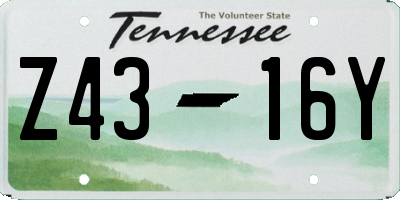 TN license plate Z4316Y
