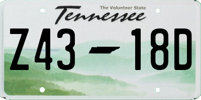 TN license plate Z4318D