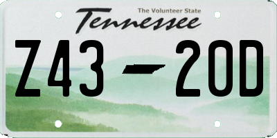 TN license plate Z4320D