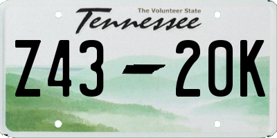 TN license plate Z4320K