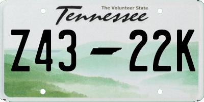 TN license plate Z4322K