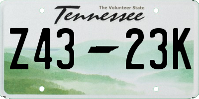 TN license plate Z4323K