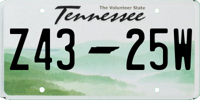 TN license plate Z4325W