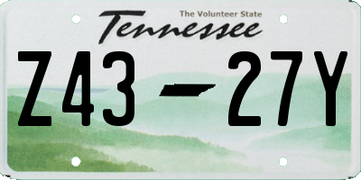 TN license plate Z4327Y