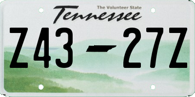 TN license plate Z4327Z