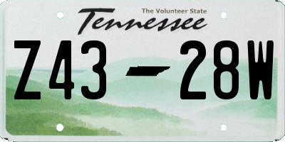TN license plate Z4328W
