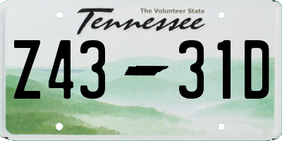 TN license plate Z4331D