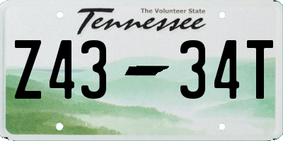 TN license plate Z4334T