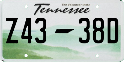 TN license plate Z4338D