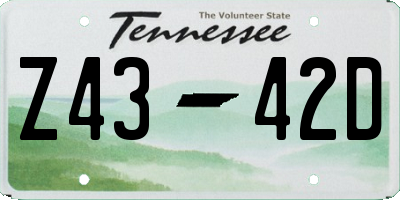 TN license plate Z4342D